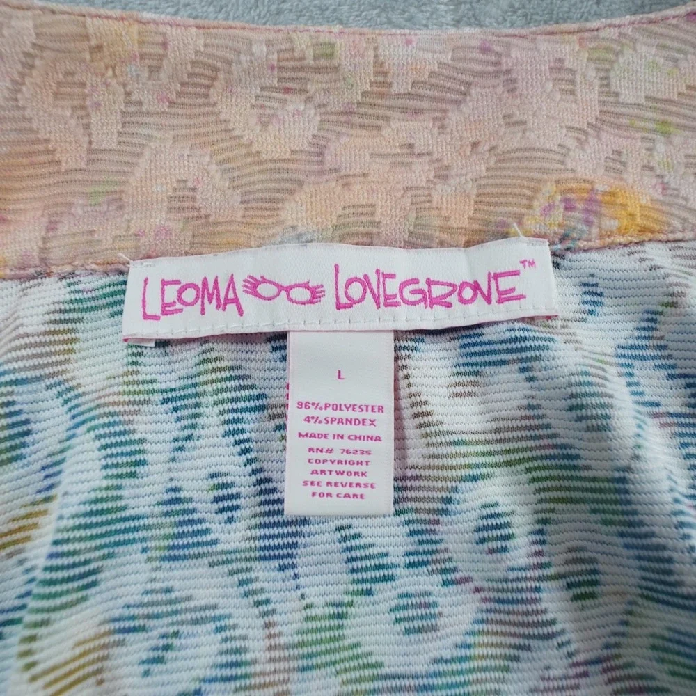 Leoma Lovegrove Open Cardigan Womens L Colorful Fish Print Casual Ruched Sleeve - Picture 4 of 12